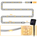 SWANEW Solar LED Lichtschlauch für Außen, 100 LEDs Lichterschlauch, IP65 LED Lichterkette, 8 Beleuchtungsmodi, 10-30m [Energieklasse F]