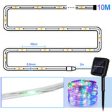 SWANEW Solar LED Lichtschlauch für Außen, 100 LEDs Lichterschlauch, IP65 LED Lichterkette, 8 Beleuchtungsmodi, 10-30m [Energieklasse F]