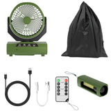 SWANEW Camping ventilator mit Haken & LED-Laterne, Tragbar 20000mAh Akku 2-in-1 Zeltventilator, 270° schwenkbar 3 Geschwindigkeiten, USB Ventilator