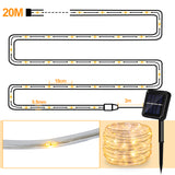 SWANEW Solar LED Lichtschlauch für Außen, 100 LEDs Lichterschlauch, IP65 LED Lichterkette, 8 Beleuchtungsmodi, 10-30m [Energieklasse F]