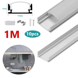 SWANEW LED Aluminium Profil, V-Form/U-Form LED Profil 10x1m, LED Aluminium Leiste Profil, LED-Kanäle für LED Streifen(bis 12.5mm Breit) inkl. Abdeckungen in milchig-weiß, Endkappen, und Montagematerial