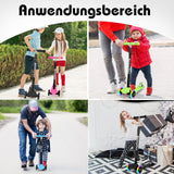 SWANEW Kinderroller Faltbarer Cityroller mit 3 LED-Rädern und höhenverstellbarem Lenker, Hinterbremsen, Bis 50 kg