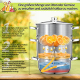 SWANEW Dampfentsafter Saftpresse Edelstahl Induktion Dampf Juicer 8 Liter Ø 26cm 8L, mit 4 Bügelflasche