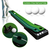 SWANEW Golf Puttingmatte,Matte Puttingmatte mit Professionelle Tragbare Übungs, mit Golf Putter, 3 Golfbälle, Tragbare Übungsmatte