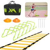 SWANEW Speed & Agility Training Set Koordinationsleiter, Trainingsset Enthält 1 Agility Leiter, 6 verstellbare Hürden, 12 Hütchen, Aufbewahrungstasche