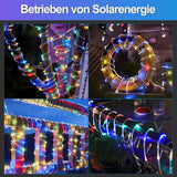 SWANEW Solar LED Lichtschlauch für Außen, 100 LEDs Lichterschlauch, IP65 LED Lichterkette, 8 Beleuchtungsmodi, 10-30m [Energieklasse F]