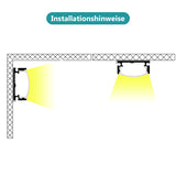 SWANEW LED Aluminium Profil, V-Form/U-Form LED Profil 10x1m, LED Aluminium Leiste Profil, LED-Kanäle für LED Streifen(bis 12.5mm Breit) inkl. Abdeckungen in milchig-weiß, Endkappen, und Montagematerial