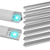 SWANEW LED Aluminium Profil, V-Form/U-Form LED Profil 10x1m, LED Aluminium Leiste Profil, LED-Kanäle für LED Streifen(bis 12.5mm Breit) inkl. Abdeckungen in milchig-weiß, Endkappen, und Montagematerial