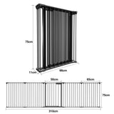 SWANEW Kaminschutzgitter mit Tür Metall Absperrgitter, Tierschutzgitter Babygitter Sicherung Elementen für Kinde, Laufstall faltbar 5-teilig (je 60 x 75 cm)