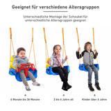 SWANEW Kinderschaukel, Babyschaukel, Spielplatz Schaukel, Outdoor abnehmbare Freien Schaukelsitz Kinder mit Rueckenlehne und Anschnallgurt 3 in 1