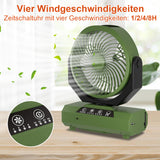 SWANEW Camping ventilator mit Haken & LED-Laterne, Tragbar 20000mAh Akku 2-in-1 Zeltventilator, 270° schwenkbar 3 Geschwindigkeiten, USB Ventilator