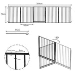 SWANEW Kaminschutzgitter mit Tür 304 cm Baby Absperrgitter, Tierschutzgitter für Kinder, 5-teilig (je 60 x 75 cm) Schwarz