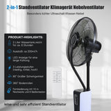 SWANEW Standventilator mit Wasser Ultraschall-Sprühnebe, Fernbedienungl Wasserkühlung