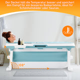 SWANEW Faltbare Badewanne Erwachsene, Tragbare mobile Badewanne mit Abdeckung & Korb, Klappbadewanne