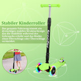 SWANEW Kinderroller Faltbarer Cityroller mit 3 LED-Rädern und höhenverstellbarem Lenker, Hinterbremsen, Bis 50 kg