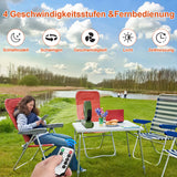 SWANEW Camping ventilator mit Haken & LED-Laterne, Tragbar 20000mAh Akku 2-in-1 Zeltventilator, 270° schwenkbar 3 Geschwindigkeiten, USB Ventilator