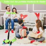 SWANEW Kinderroller Faltbarer Cityroller mit 3 LED-Rädern und höhenverstellbarem Lenker, Hinterbremsen, Bis 50 kg