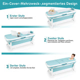 SWANEW Faltbare Badewanne Erwachsene, Tragbare mobile Badewanne mit Abdeckung & Korb, Klappbadewanne