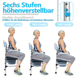 SWANEW Toilettenstuhl, Duschhocker, Höhenverstellbar 42-54cm, mit gepolsterter Sitzplatte und Toiletteneimer Belastbarkeit bis 160kg, Nachtstuhl