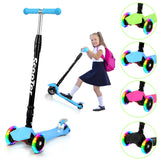 SWANEW Kinderroller Faltbarer Cityroller mit 3 LED-Rädern und höhenverstellbarem Lenker, Hinterbremsen, Bis 50 kg