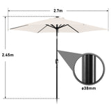 SWANEW Sonnenschirm 270 cm Gartenschirm knickbar, Strandschirm strand Neigungswinkel und Höhe verstellbar, beidseitig um 30° Kippbar, ohne Ständer