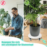 SWANEW Pflanzenroller Rund, Einstellbar Ø 38cm bis 54cm, Rolluntersetzer Tragkraft 200 kg, Blumentopf mit 360°Drehbare Rädern, Blumenroller