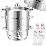 SWANEW Dampfentsafter Saftpresse Edelstahl Induktion Dampf Juicer 8 Liter Ø 26cm 8L, mit 4 Bügelflasche