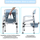 SWANEW Toilettenstuhl, Duschhocker, Höhenverstellbar 42-54cm, mit gepolsterter Sitzplatte und Toiletteneimer Belastbarkeit bis 160kg, Nachtstuhl