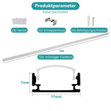 SWANEW LED Aluminium Profil, V-Form/U-Form LED Profil 10x1m, LED Aluminium Leiste Profil, LED-Kanäle für LED Streifen(bis 12.5mm Breit) inkl. Abdeckungen in milchig-weiß, Endkappen, und Montagematerial